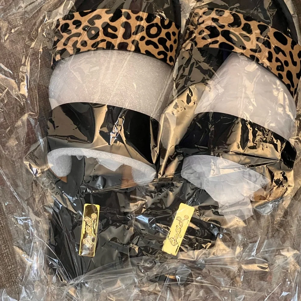 ✨MY #1 SELLERS✨NIB:Tan/Black Leopard Two Strap Slide On Summer Sandals - Picture 3 of 3